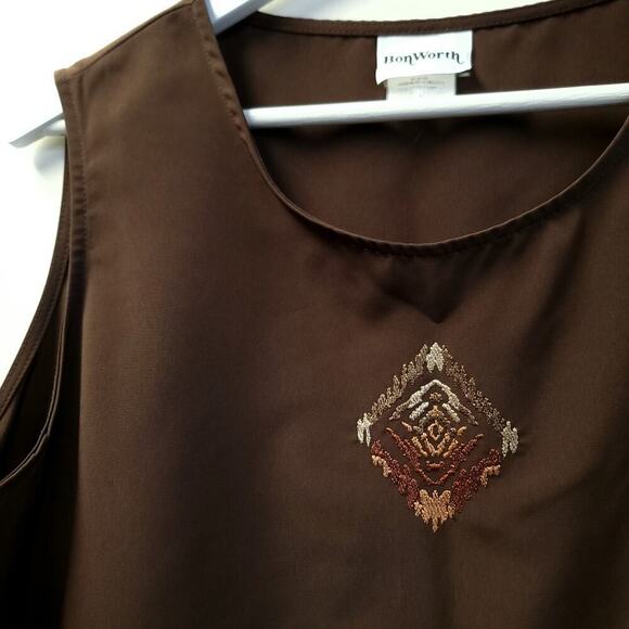 Bonworth Tank Top Shirt Size Large Womens Wide Strap Polyester Silky Used - Picture 2 of 8